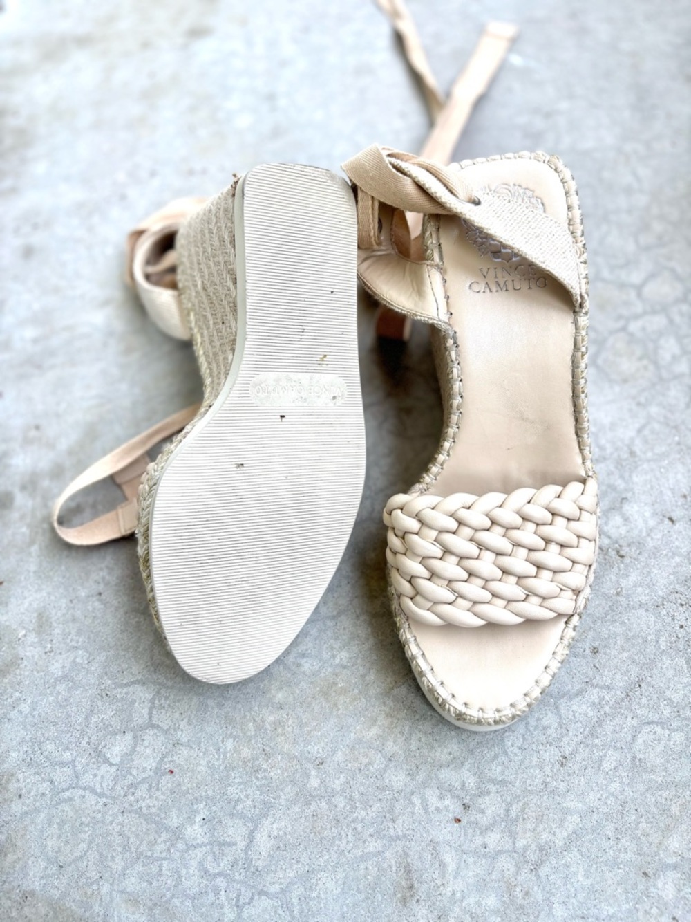 Vince Camuto Bryleigh Espadrilles Wedges Sandals Braided Natural Ankle Tie 7.5 - Picture 5 of 8